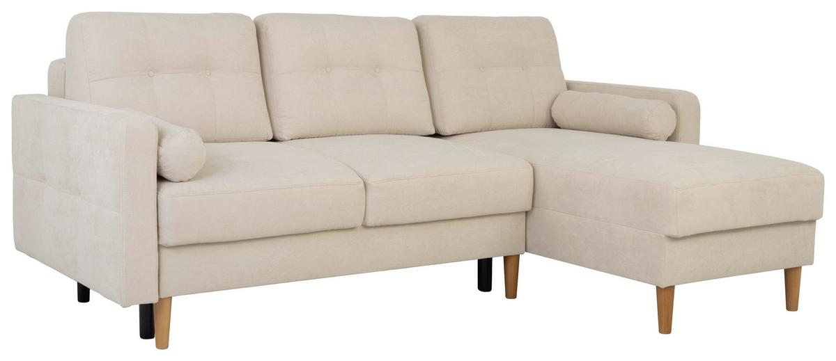 Ecksofa Noret, Weiß S: 223x157 Cm - Buchefarben/Weiß, Design, Textil (223/157cm) - MID.YOU