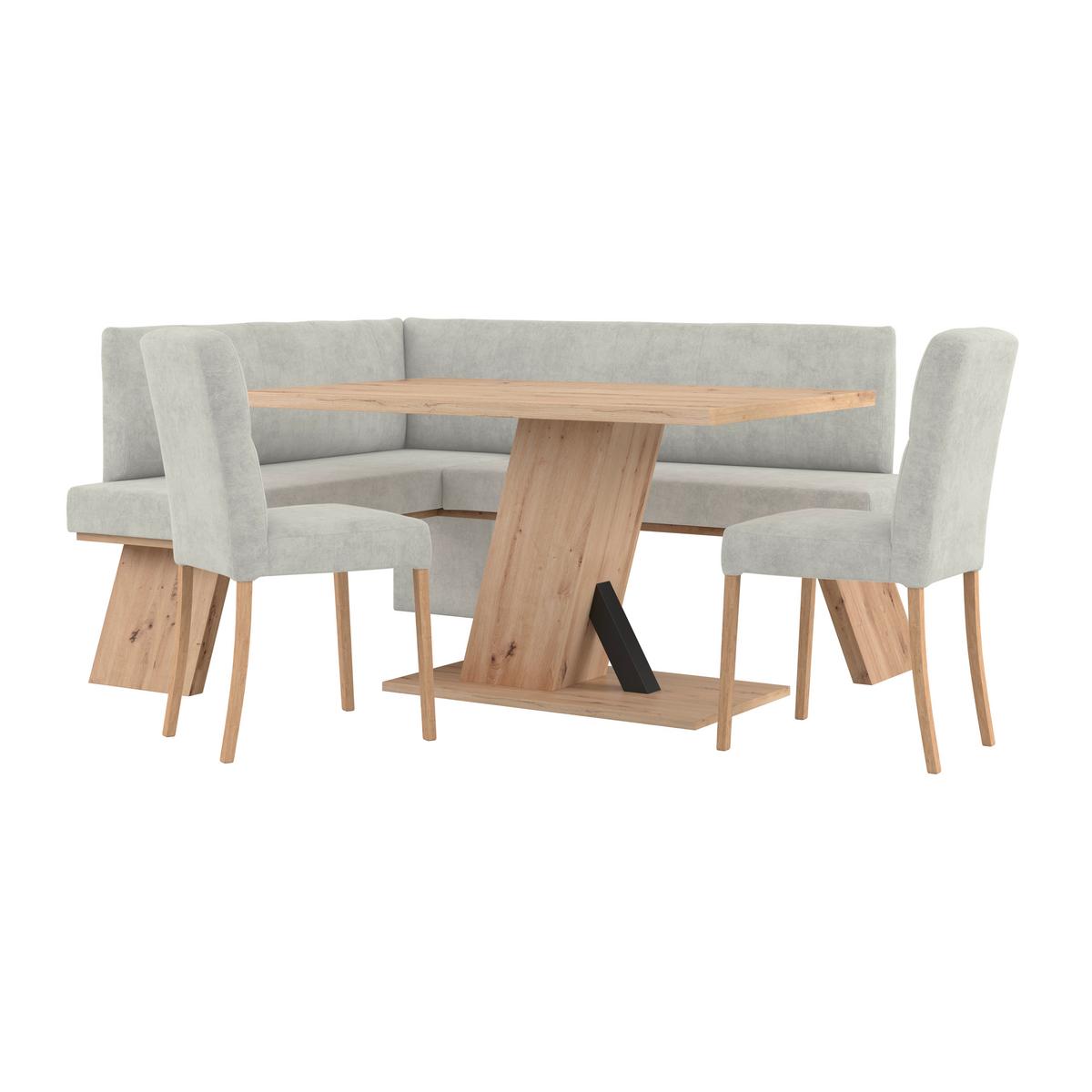 Eckbank Emma Ii Webstoff Hellgrau, B: 140 Cm - Eichefarben/Hellgrau, KONVENTIONELL, Holzwerkstoff/Textil (140/160cm)