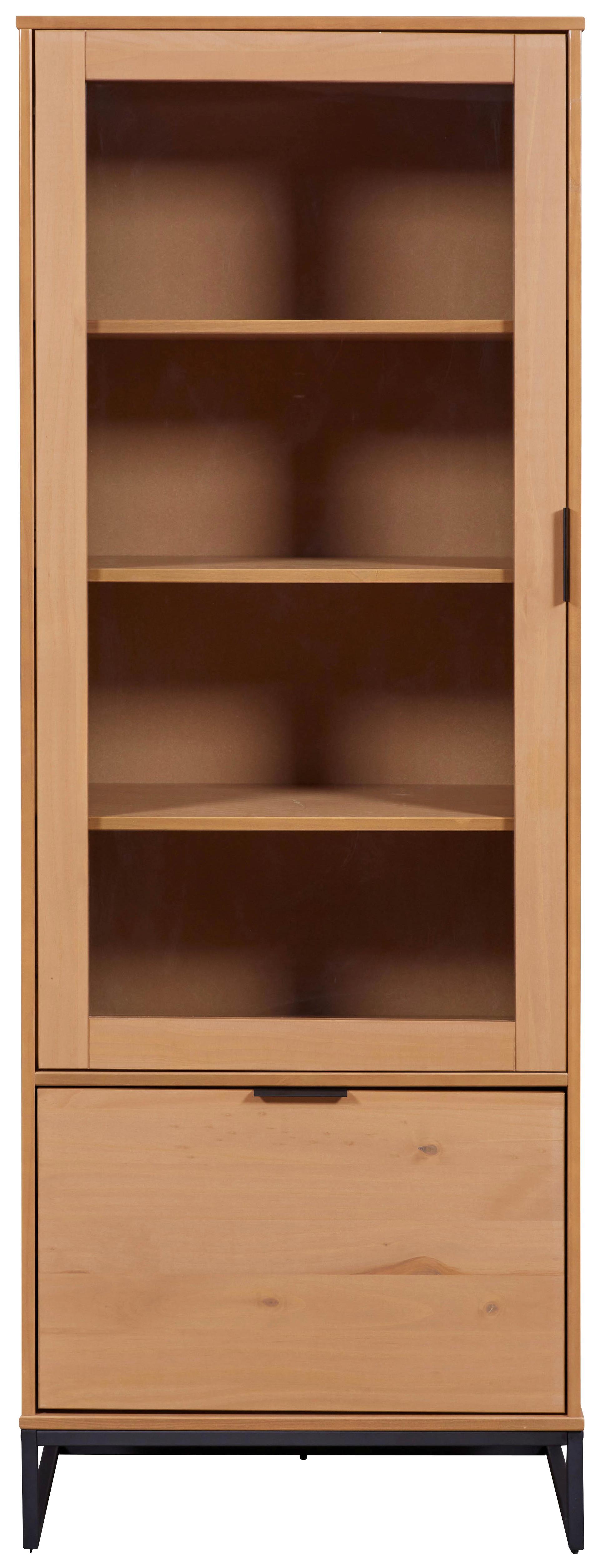 VITRINE VIVO - Eichefarben/Schwarz, Design, Holz (70/190/45cm) - Livetastic