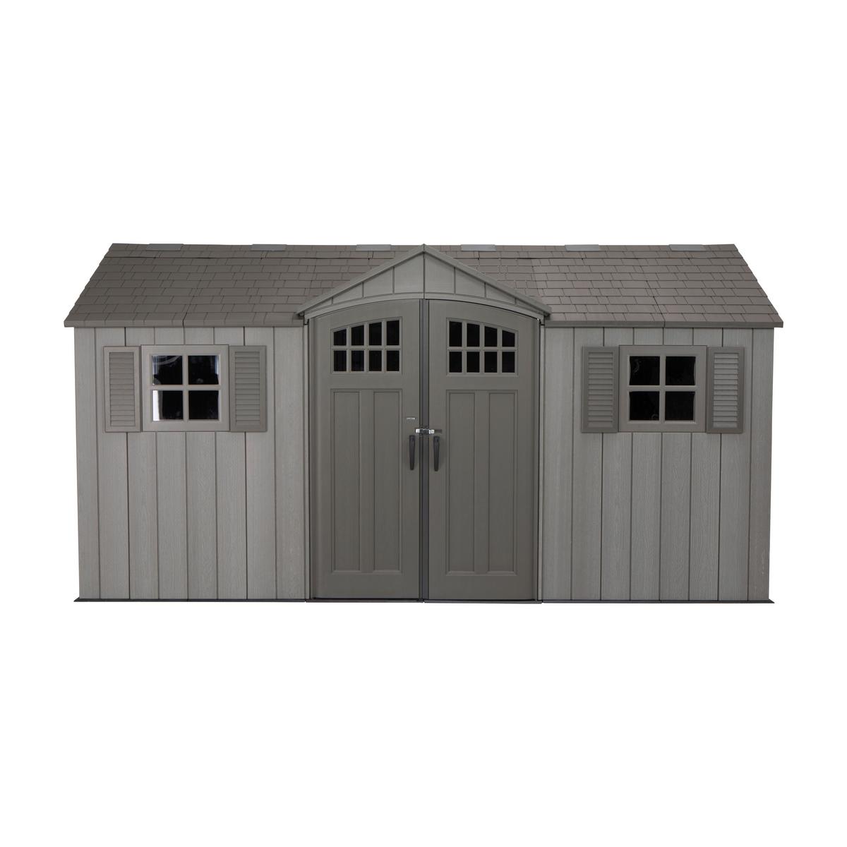 Gerätehaus Mit Doppeltür Versperrbar 457x244x244 Cm - Dunkelgrau, Basics, Kunststoff (457/244/244cm)
