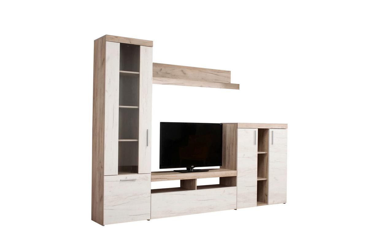 Szekrénysor Arno - Bianco tölgy/szürke tölgy, Modern, faalapú anyag/üveg (262/195/35cm) - Best Price