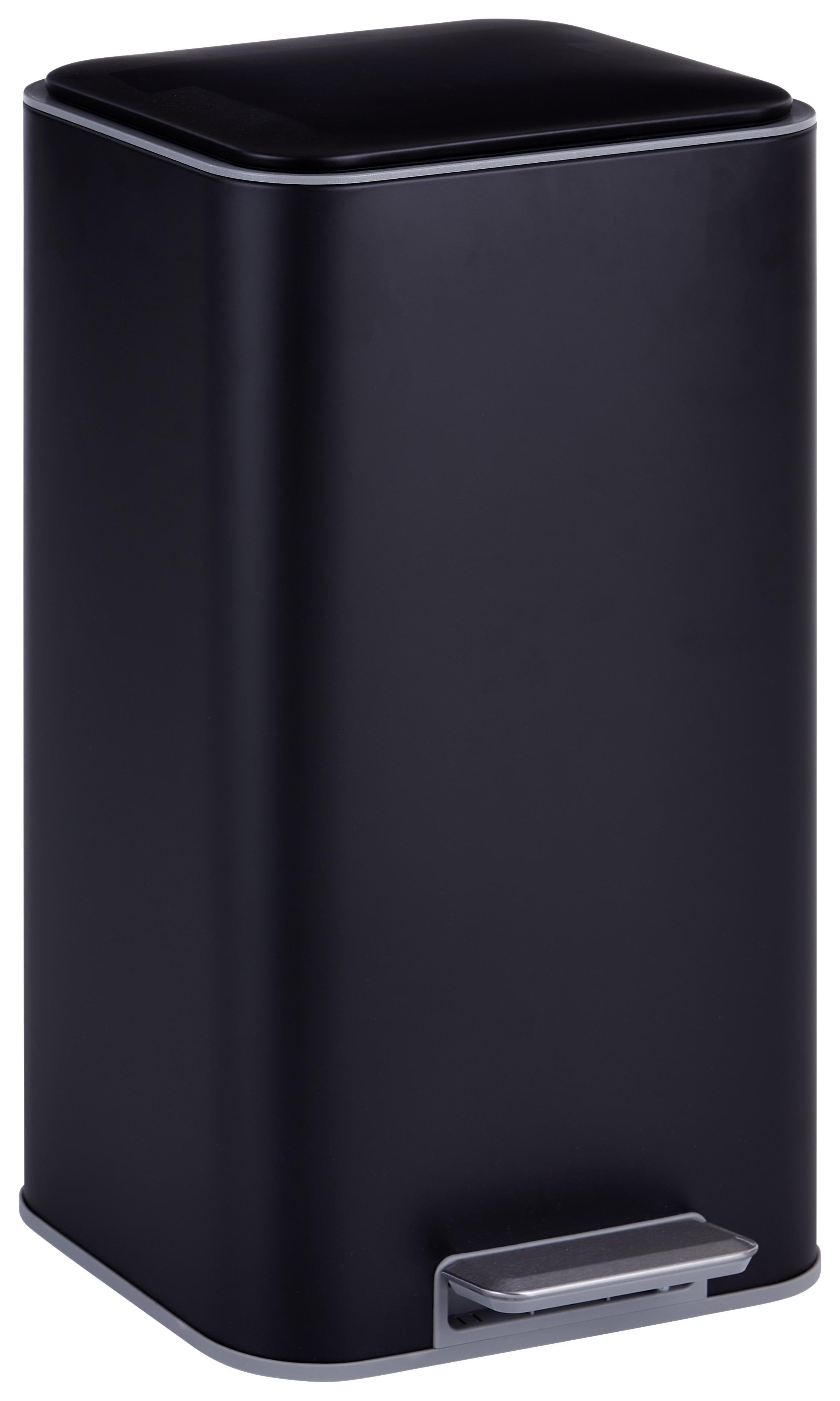 Treteimer Carlina 30 L Schwarz Metall, BxHxT: 32,5x61,9x31,8 cm - Schwarz, Basics, Kunststoff/Metall (32,5/61,9/31,8cm) - Luca Bessoni