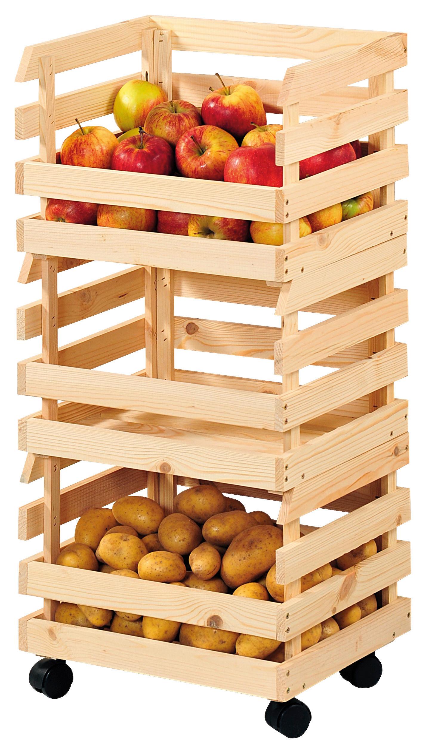 Obstkorb Holz Paul LxBxH: 37x80x30 cm - Naturfarben, Basics, Holz (37/80/30cm) - Kesper