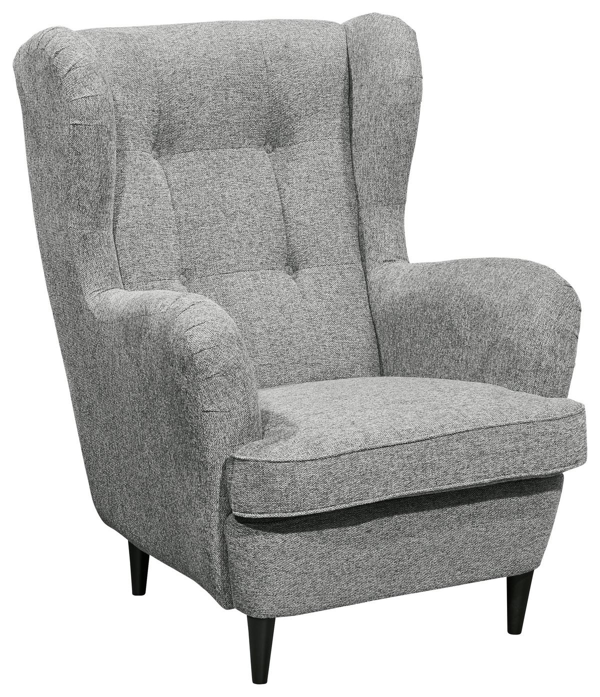 Ohrensessel Oskar Webstoff Grau - Schwarz/Grau, Basics, Holzwerkstoff/Textil (78/102/98cm) - MID.YOU