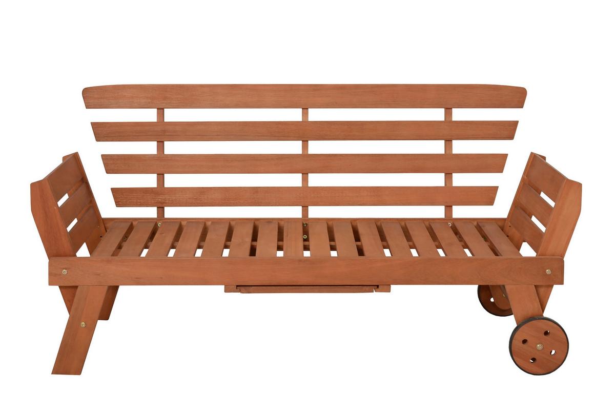 Gartenbank Eukalyptusholz 2-Sitzer Rincon Mit Kissen - Braun/Grau, Basics, Holz/Textil (190/77,5/68cm) - Gardenson