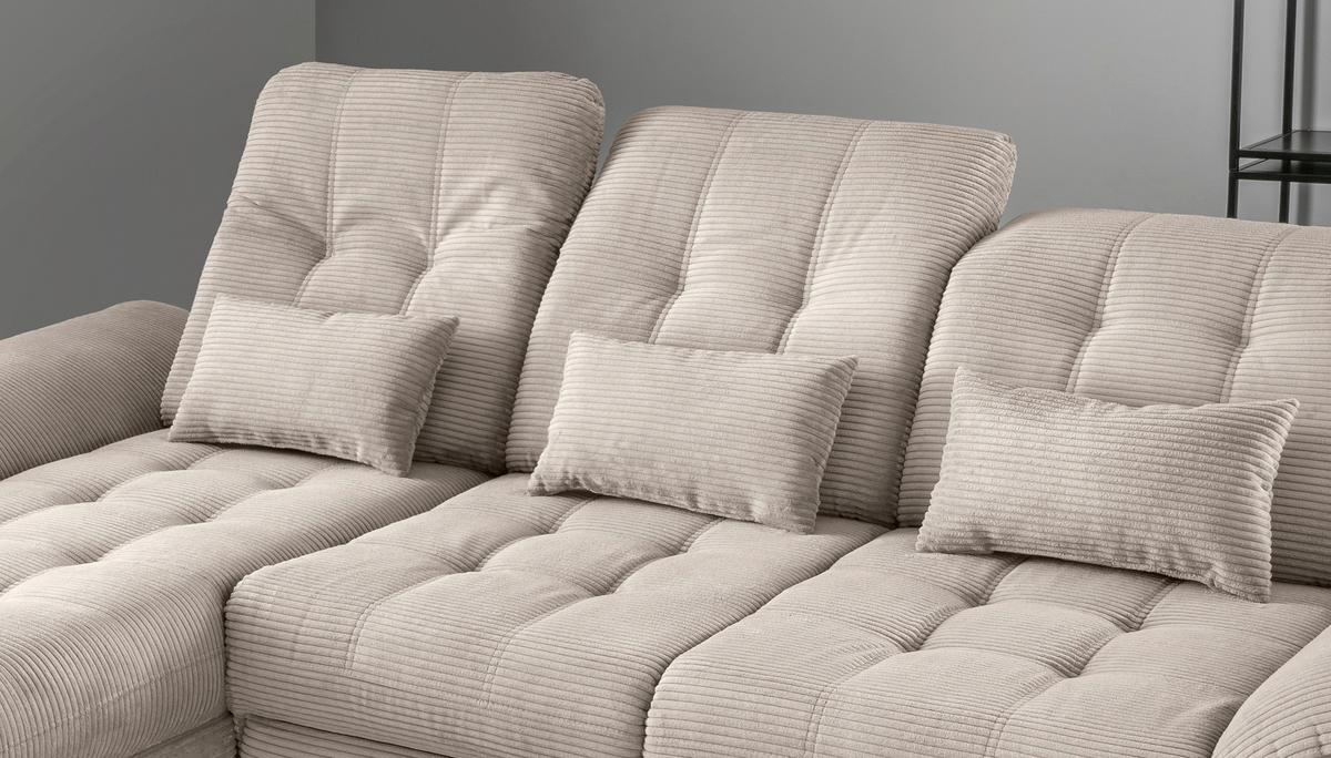 Eckschlafsofa Delphino, Beige S: 189x273 cm - Beige/Schwarz, MODERN, Textil (189/273cm) - Livetastic