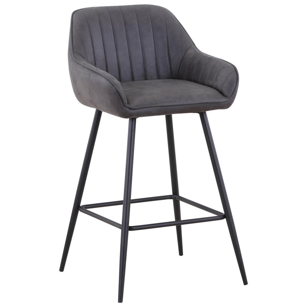 Barhocker mit Lehne Rom Grau/Schwarz