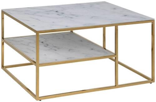 Konferenčný stolík ALISMA - bílá/barvy zlata, Trend, kov/sklo (90/60/45cm) - MID.YOU