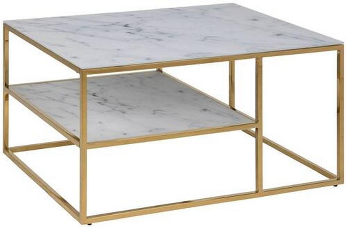 Konferenčný stolík ALISMA - bílá/barvy zlata, Trend, kov/sklo (90/60/45cm) - MID.YOU