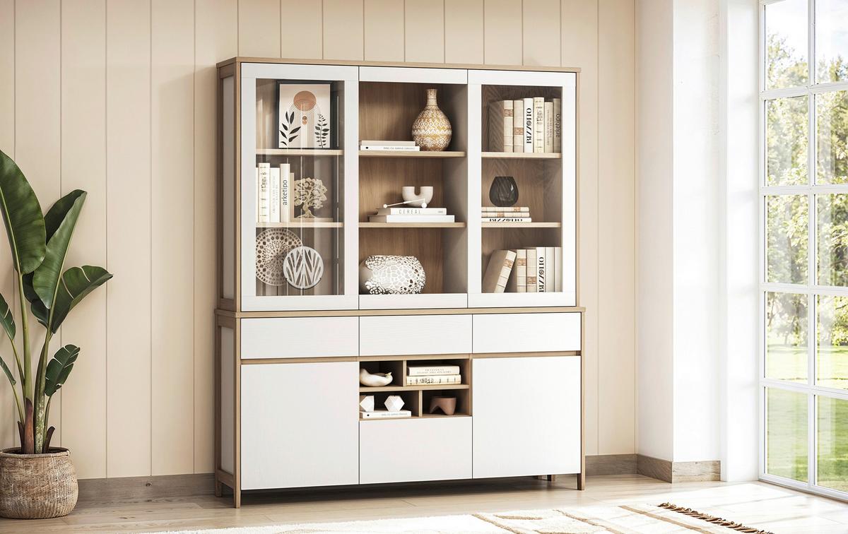 Buffet Stranda Weiß/Eiche B: 164cm - Eichefarben/Weiß, Design, Holzwerkstoff (164/195/39cm) - MID.YOU