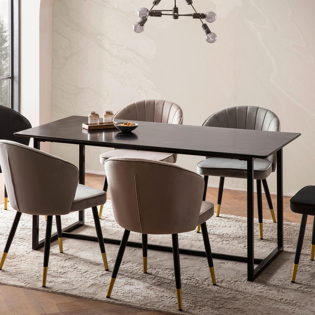 Esstisch Schwarz L: 160 cm - Schwarz, Design, Holzwerkstoff/Metall (160/80/76cm) - MID.YOU