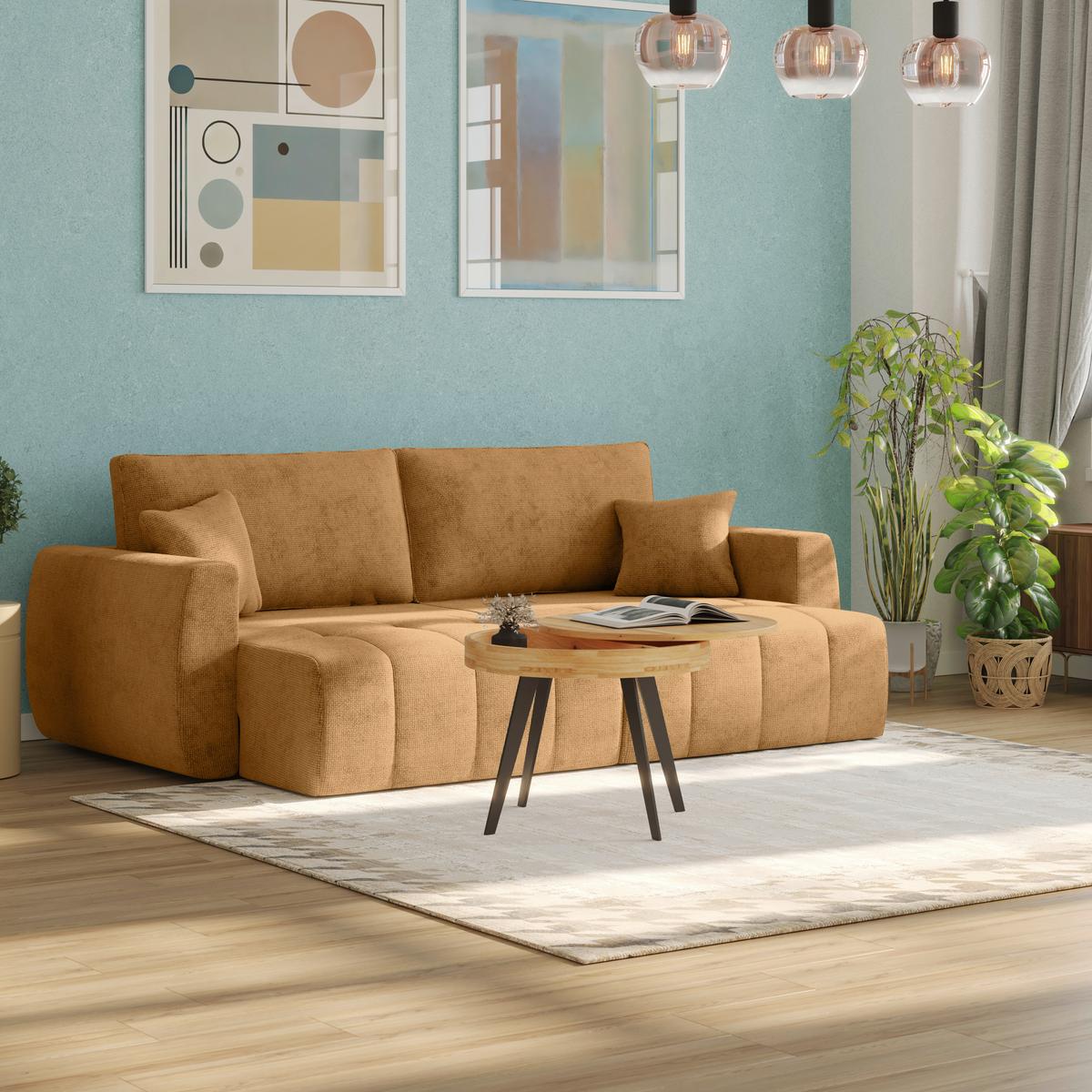 2-sitzer-sofa Bali Mit Schlaffunktion & Bettkasten - Terracotta/Schwarz, MODERN, Holz/Textil (245/74-90/104cm) - Luca Bessoni