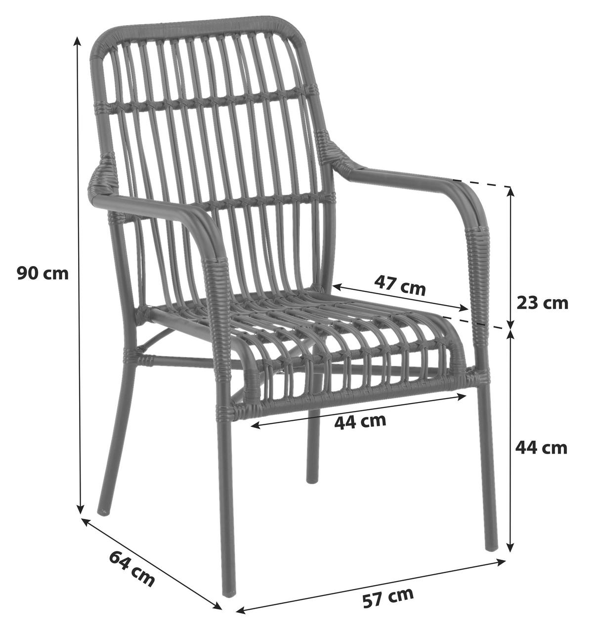 Loungesessel Rizal - Schwarz, KONVENTIONELL, Kunststoff/Metall (57/90/64cm) - Gardenson