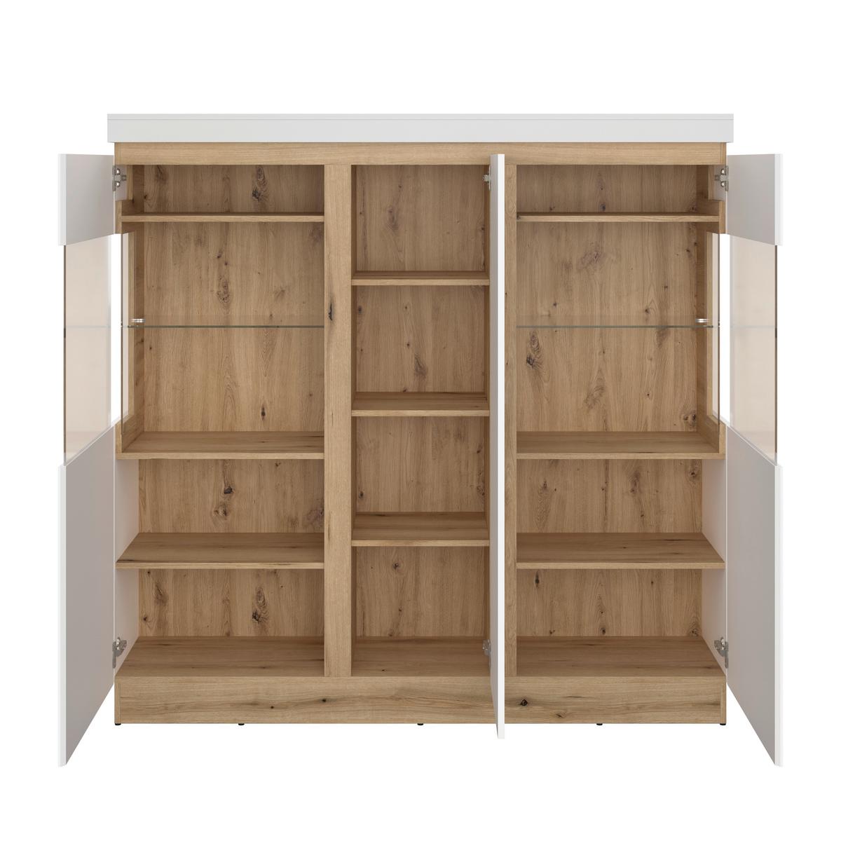 Highboard Calabria Weiß/Eiche Dekor B: 166,8 cm - Eichefarben/Weiß, Trend, Glas/Holzwerkstoff (166,8/163/40cm)