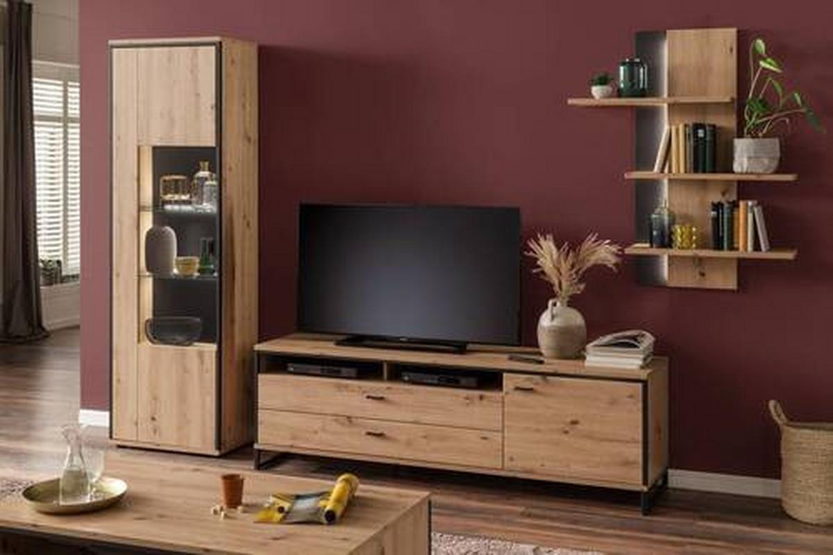TV-Element Buenos Aires B: 183 cm Anthrazit/Eiche Dekor - Eichefarben/Anthrazit, Design, Holzwerkstoff/Metall (183/60/50cm) - MID.YOU