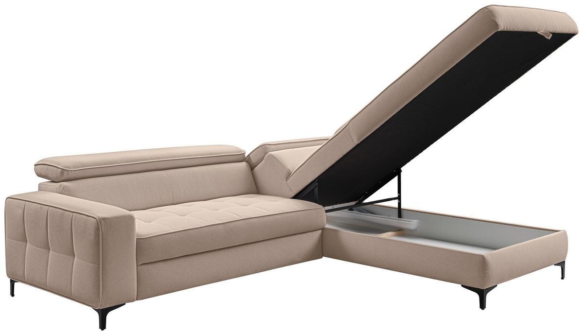 Ecksofa Nala Taupe S: 251x203cm - Taupe/Schwarz, Design, Textil (251/203cm) - MID.YOU