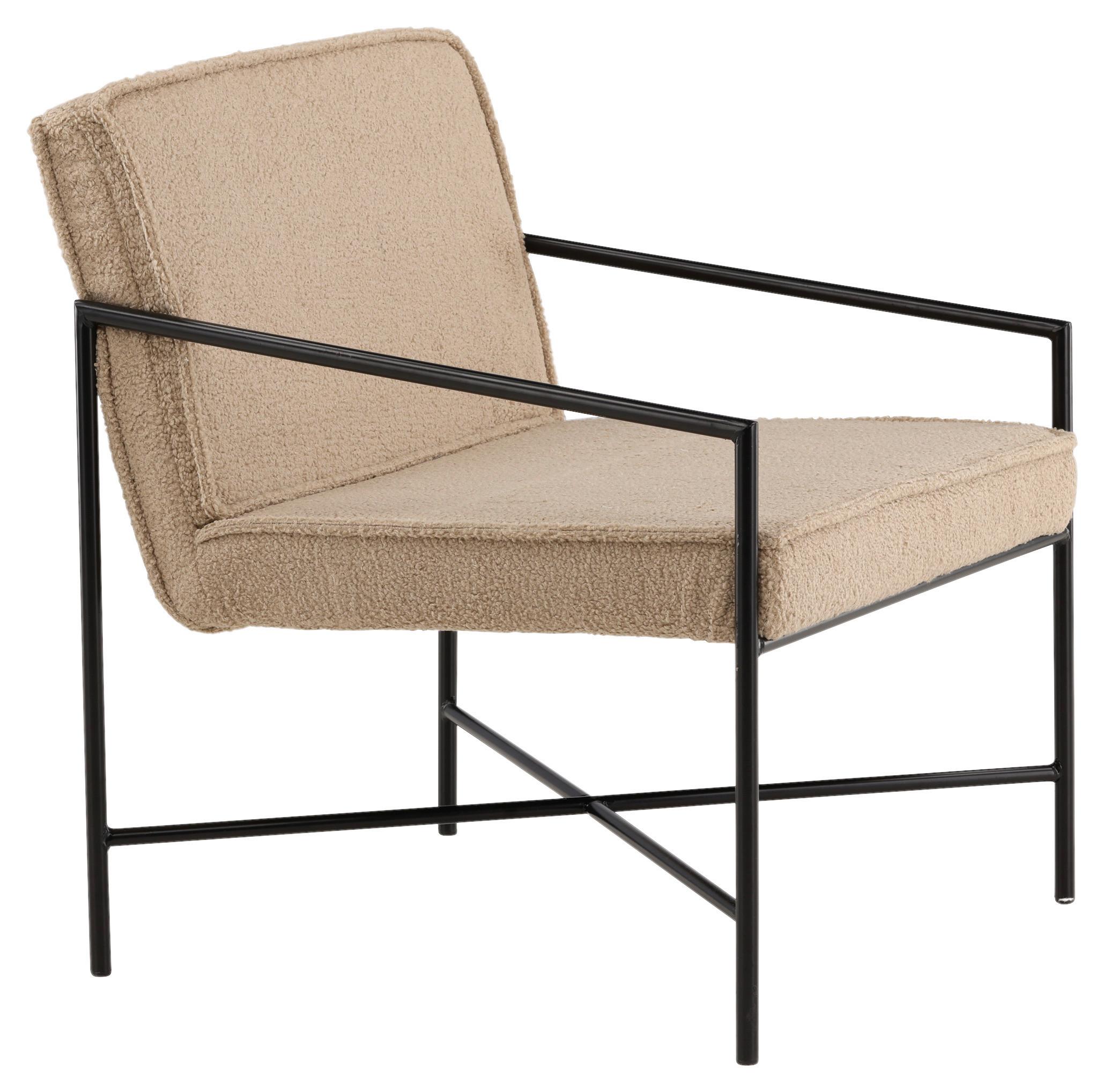 Sessel Rakel - Beige/Schwarz, Design, Textil/Metall (66/78/65cm) - Livetastic