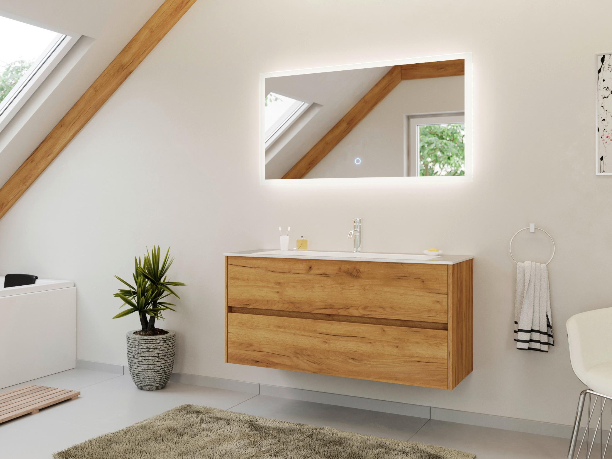 BADEZIMMER Limes, Eichefarben B: 120 cm - Eichefarben/Weiß, Basics, Holzwerkstoff/Stein (120cm) - MID.YOU