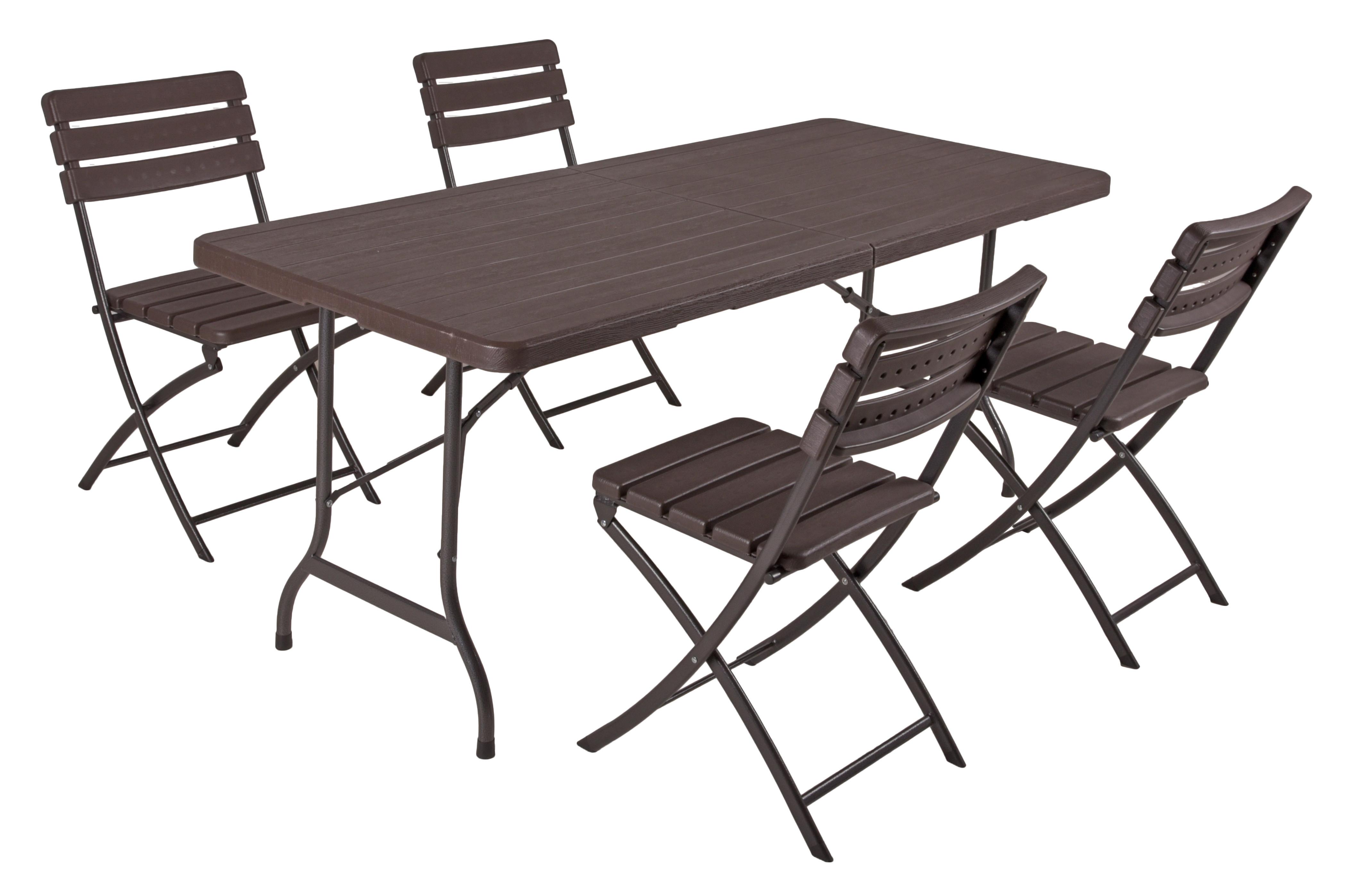 Gartenmöbel Set 5-Tlg. Tabora Metall/Kunststoff - Schwarz/Braun, Basics, Kunststoff/Metall (83/83/54cm) - Gardenson