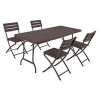 Gartenmöbel Set 5-Tlg. Tabora Metall/Kunststoff - Schwarz/Braun, Basics, Kunststoff/Metall (83/83/54cm) - Gardenson