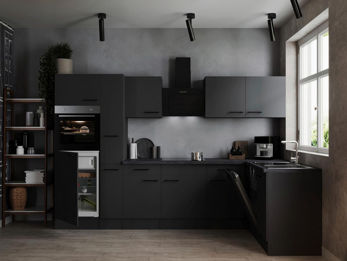 Eckküche Oliver Dunkelgrau S: 310x172cm - Dunkelgrau/Grau, Design, Holzwerkstoff (310/172cm) - Respekta