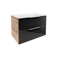 Waschtischkombi B.Brilliant Anthrazit/Eichefarben B: 80cm - Eichefarben/Anthrazit, Basics, Glas/Holzwerkstoff (80/55,7/50,1cm) - MID.YOU
