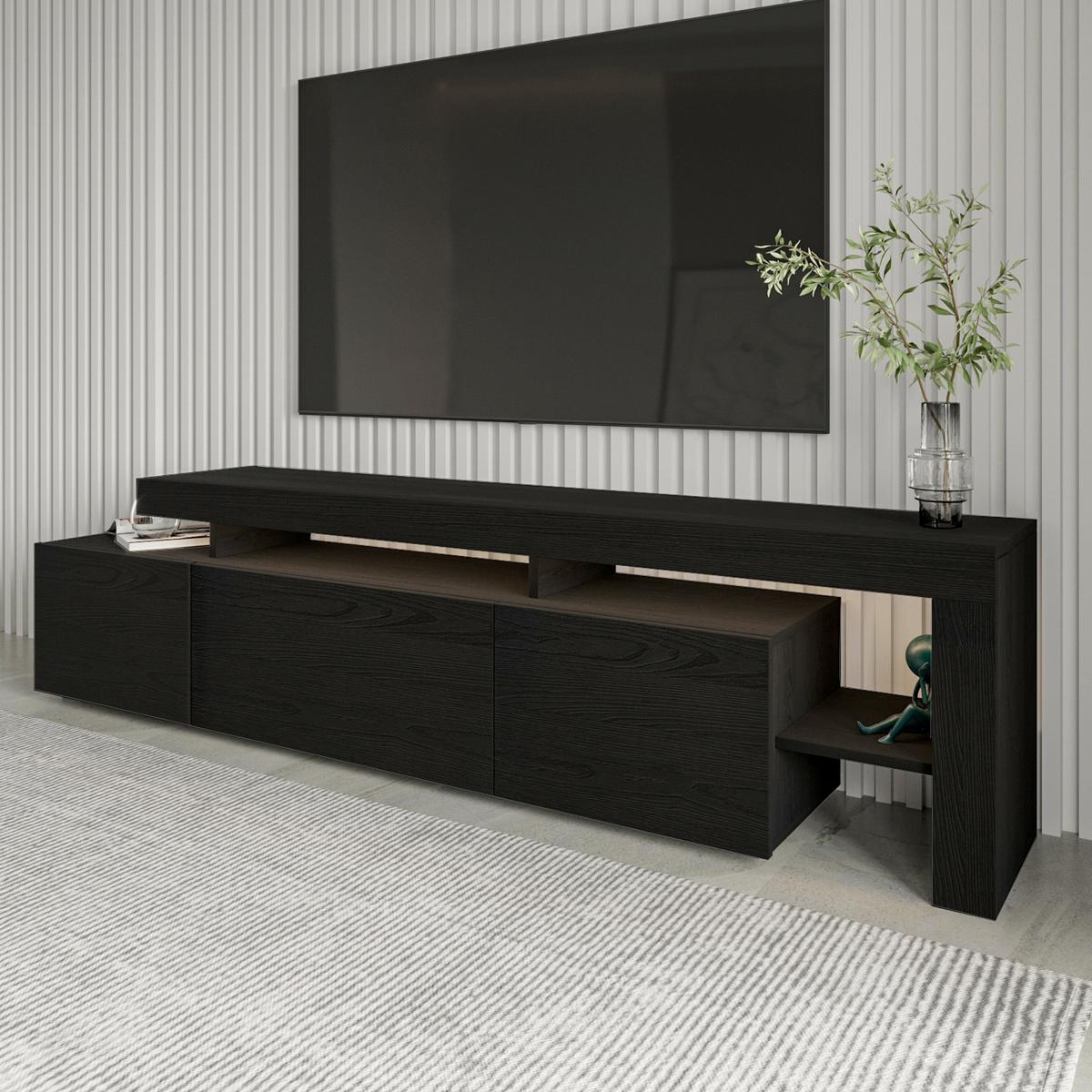 Lowboard Beliz, Schwarz B: 192 cm - Schwarz, Design, Holzwerkstoff (192/53/37cm) - Livetastic