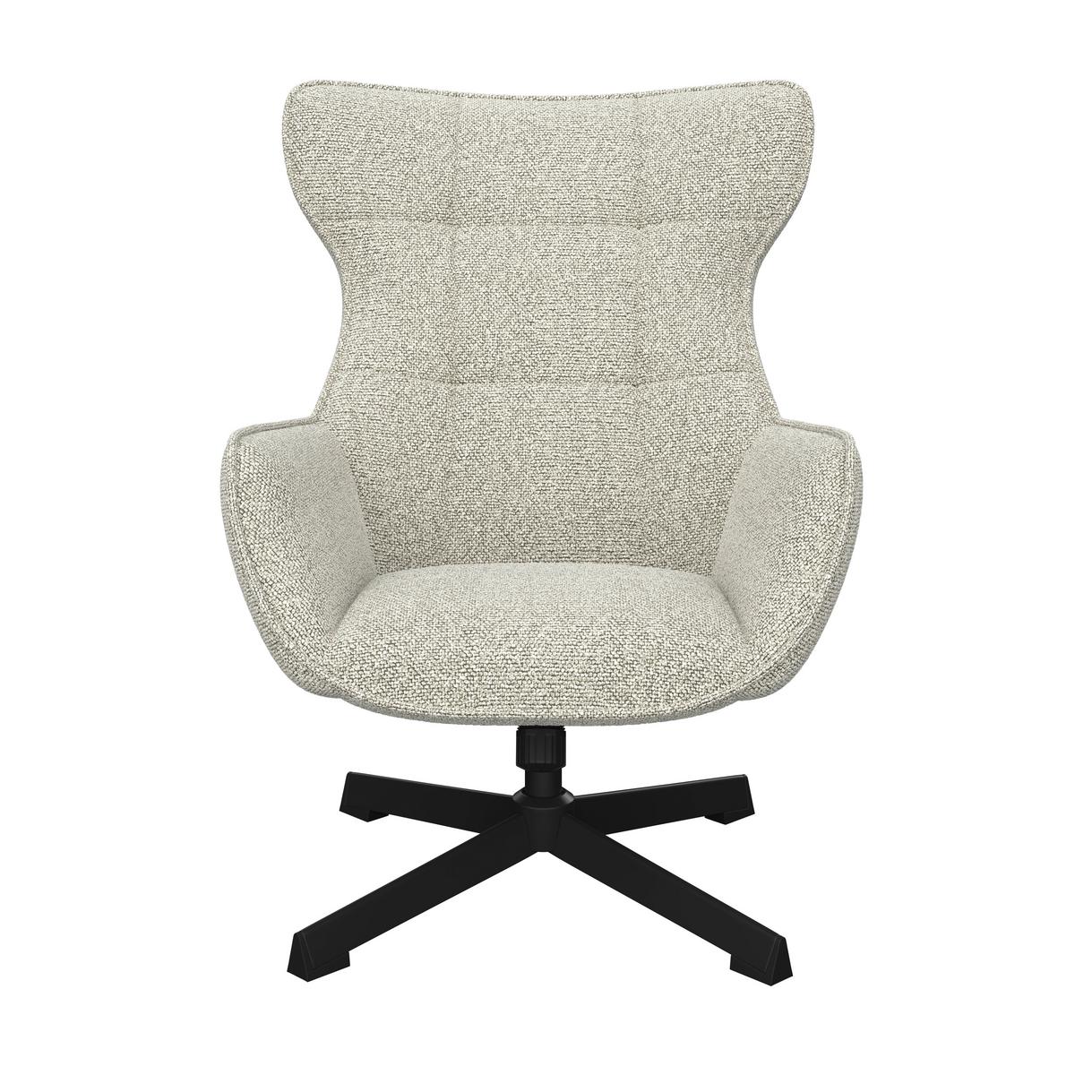 Relaxsessel Bogota beige, 360° drehbar - Beige/Schwarz, MODERN, Textil/Metall (76/101/86cm) - Luca Bessoni