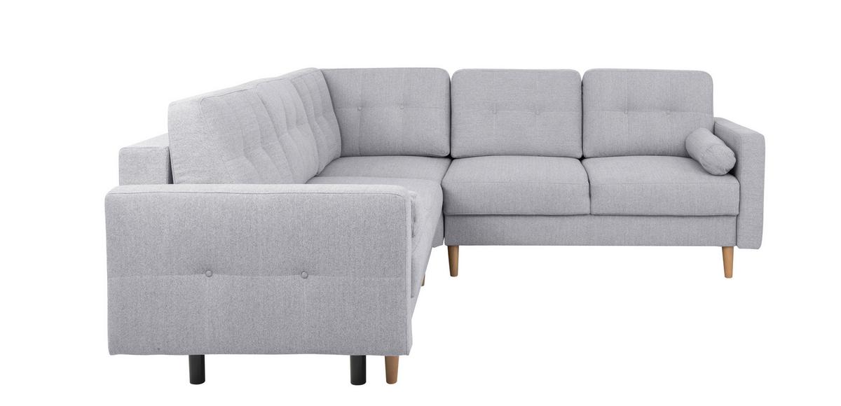 Ecksofa Noret, Hellgrau S: 242x242 Cm - Buchefarben/Hellgrau, Design, Textil (242/242cm) - MID.YOU