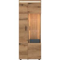 VITRINE Molina Eiche Dekor B: 75cm - Eichefarben/Schwarz, Basics, Glas/Holzwerkstoff (75/201,5/35,6cm)