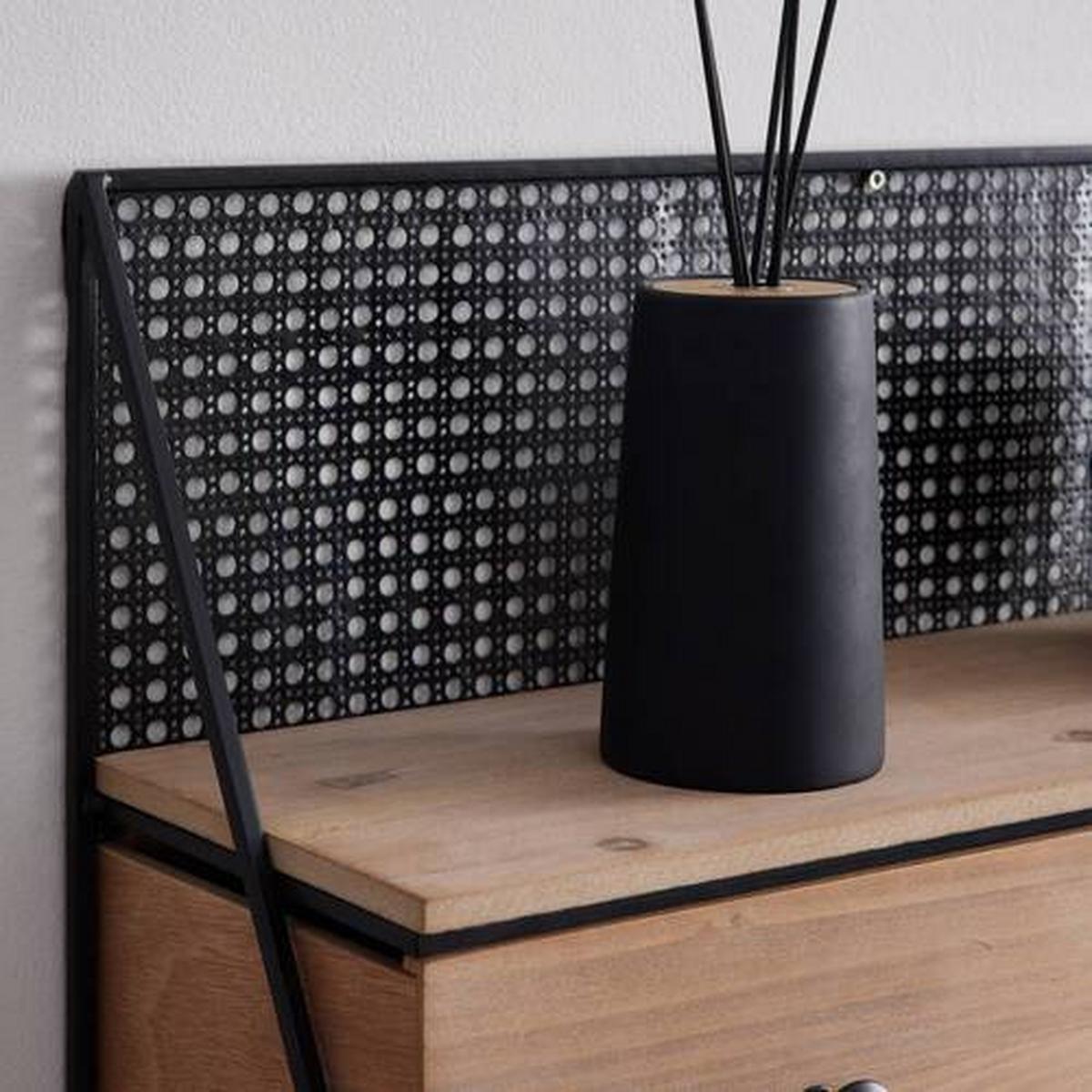Nastěnný regál LELIA - černá/přírodní barvy, Moderní, kov/dřevo (60/43/20cm) - Bessagi Home