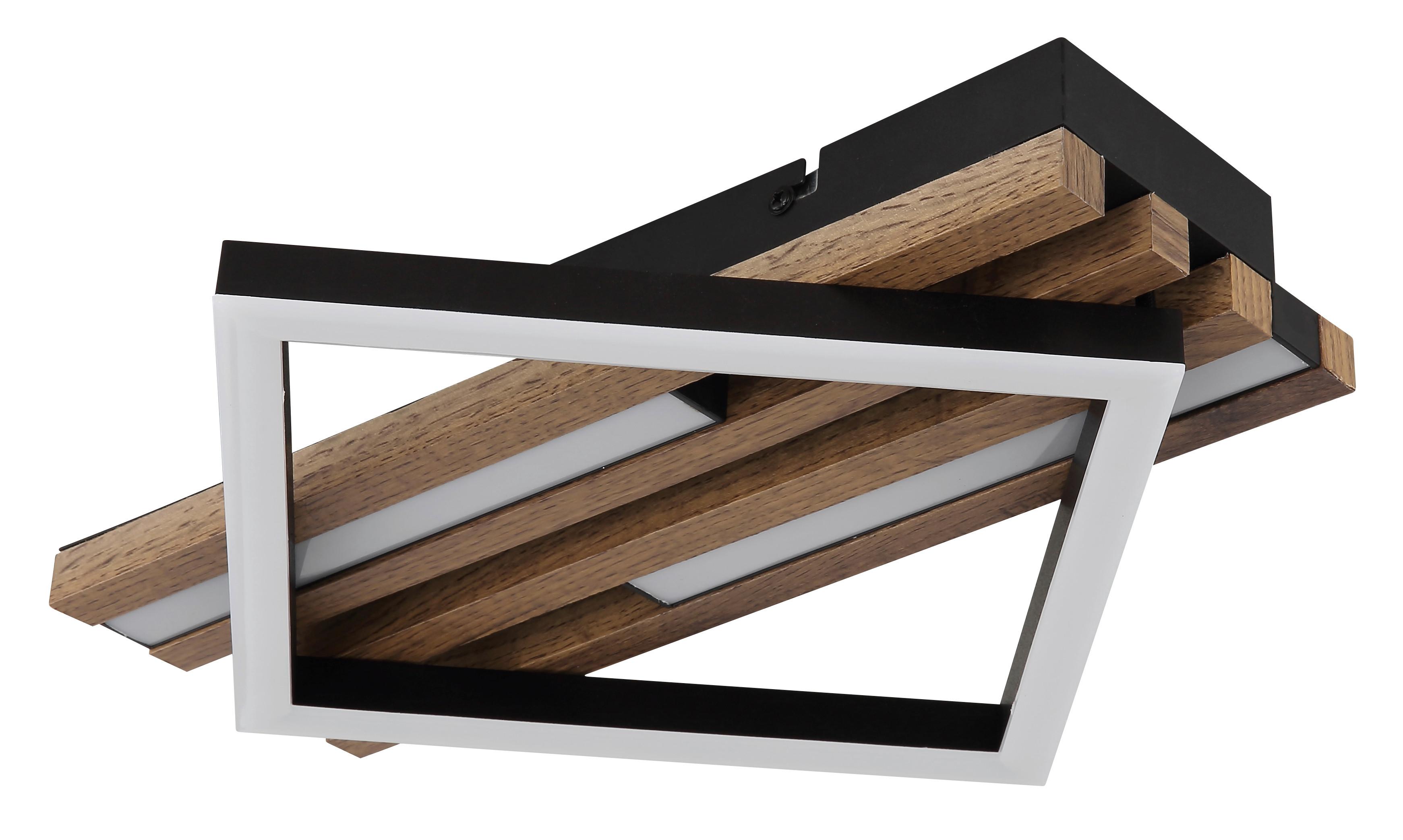 LED-Deckenleuchte 67344d Obrien - Dunkelbraun/Schwarz, Natur, Holzwerkstoff/Kunststoff (33/31/7,5cm) - Globo
