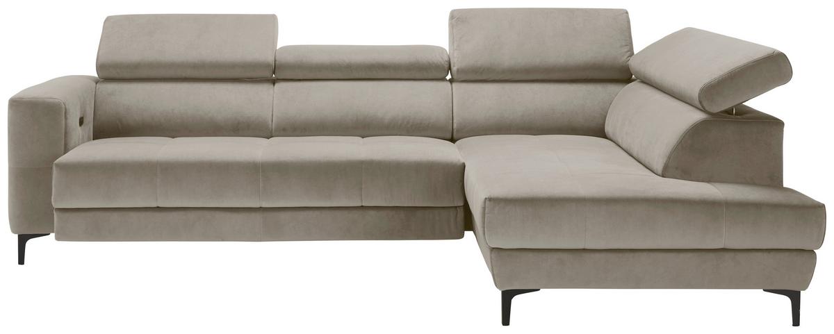 Rohová sedačka EMMA, pravá, béžová,op.hl.,USB,el.výsuv - černá/béžová, Moderní, textil (301/210cm) - Premium Living