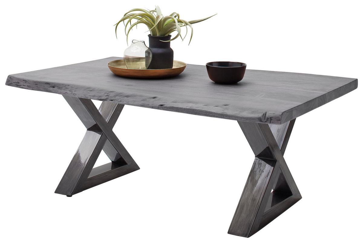 Couchtisch Holz Massiv Cartagena Walnuss/nickelfarben - Grau/Nickelfarben, MODERN, Holz/Metall (110/45/70cm)