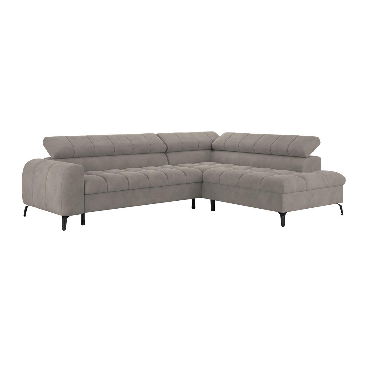 Ecksofa Volf Rechts New Grau, S: 261x203 cm - Schwarz/Grau, Trend, Kunststoff/Textil (261/203cm)