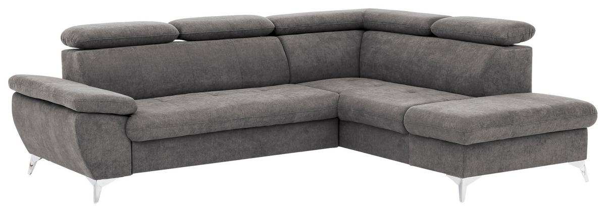 Ecksofa Mit Schlaffunktion Gisele Und Bettkasten Grau - Chromfarben/Grau, KONVENTIONELL, Textil (256/209cm) - Livetastic
