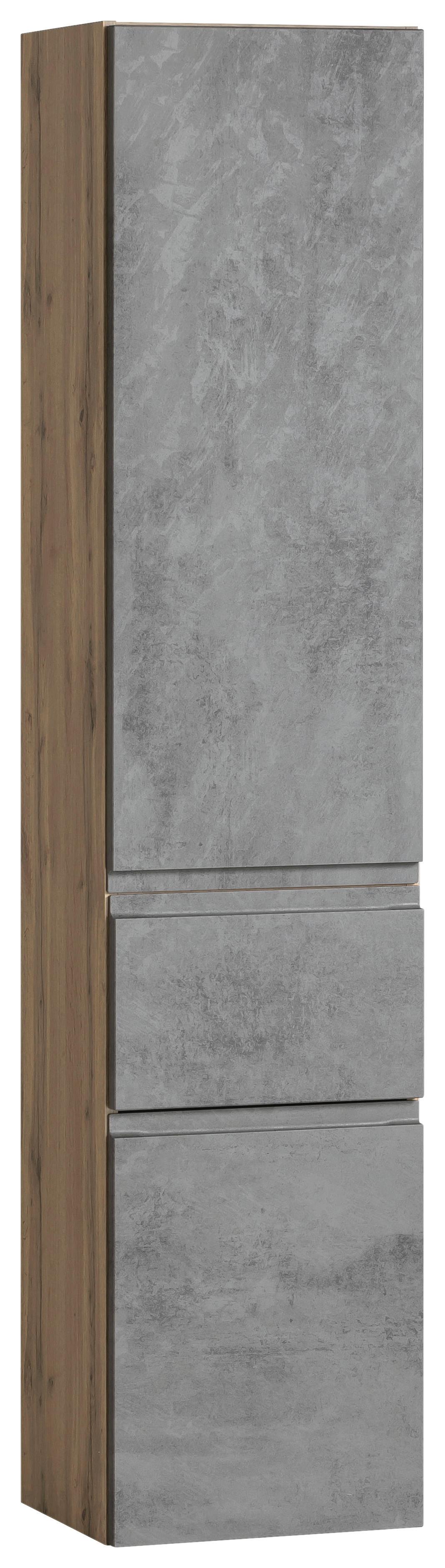 Hochschrank Varese B: 40 cm Hellgrau/Eiche Wotan - Eiche Wotan/Hellgrau, MODERN, Holzwerkstoff (40/180/35cm) - Held