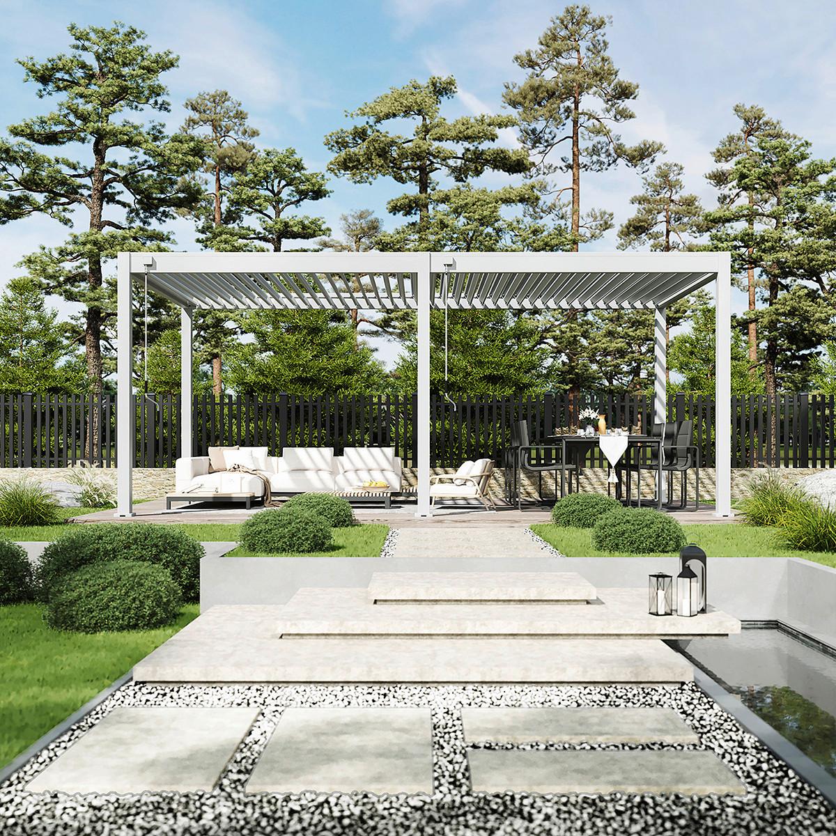 Pergola 300x600 cm Wetterbeständig, Weiß - Weiß Hochglanz, Basics, Metall (300/255/600cm)