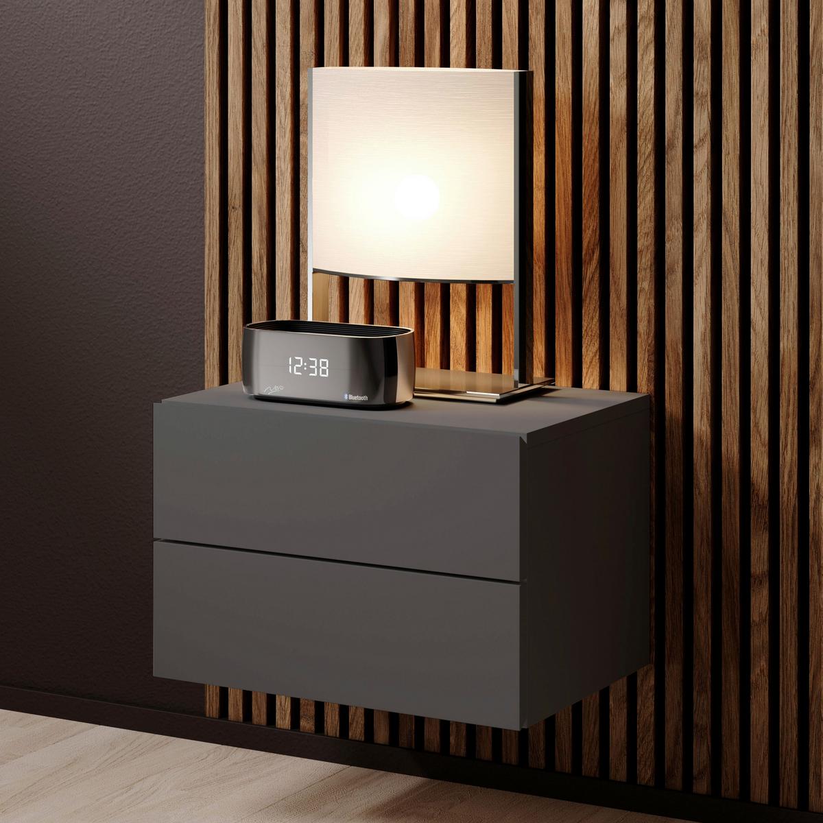 Nachkästchen Graphitfarben H: 28 cm Cabo - Graphitfarben, MODERN, Holzwerkstoff (42/28/30cm) - Livetastic