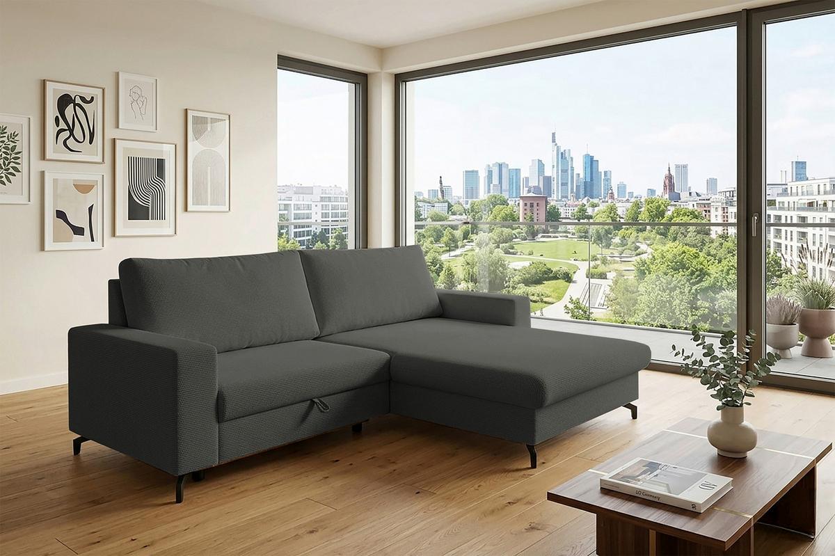 Ecksofa Clara Anthrazit B: 240 cm - Anthrazit, MODERN, Textil (240/87/177cm)