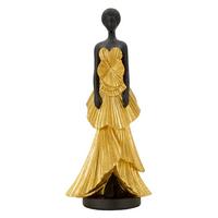 Skulptur Fashion Gold Woman Schwarz Goldfarben, B: 14,5 cm - Goldfarben/Schwarz, Basics, Kunststoff (14.5/33/10cm)