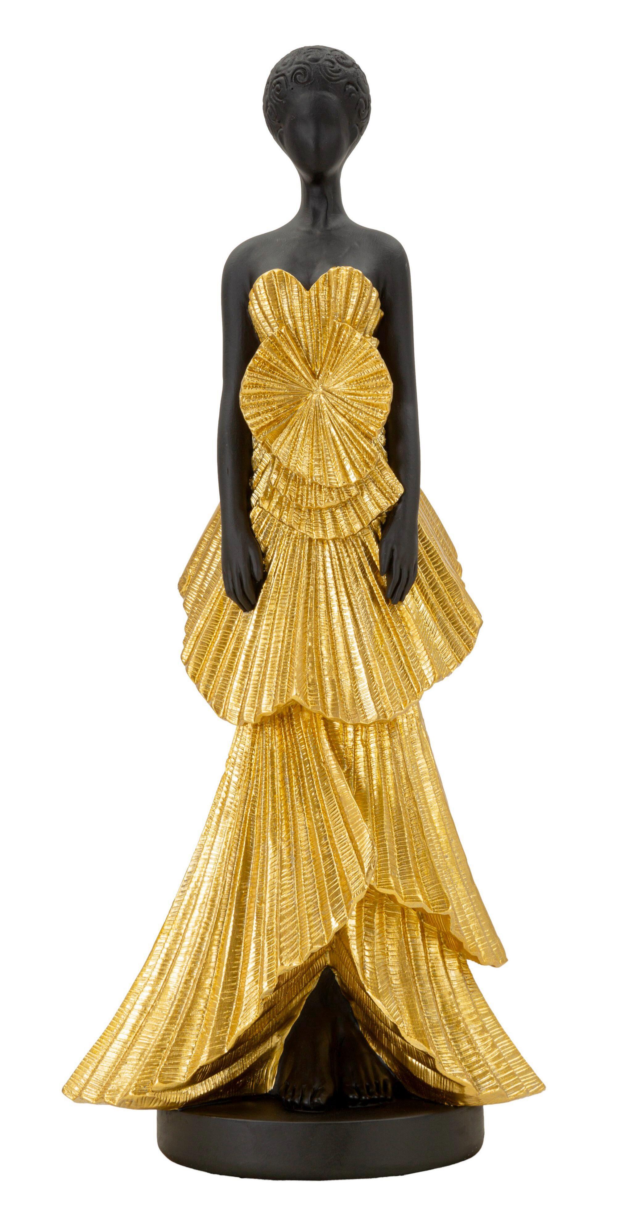 Skulptur Fashion Gold Woman Schwarz Goldfarben, B: 14,5 cm