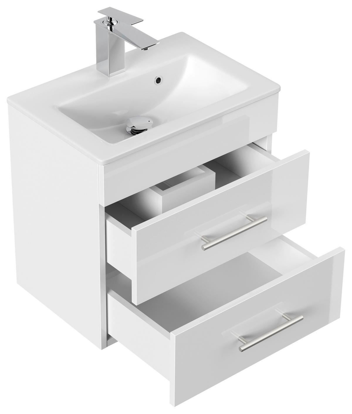 Badezimmer Portus Weiß Hochglanz B: 50 cm - Weiß Hochglanz/Weiß, MODERN, Keramik/Holzwerkstoff (50cm) - MID.YOU