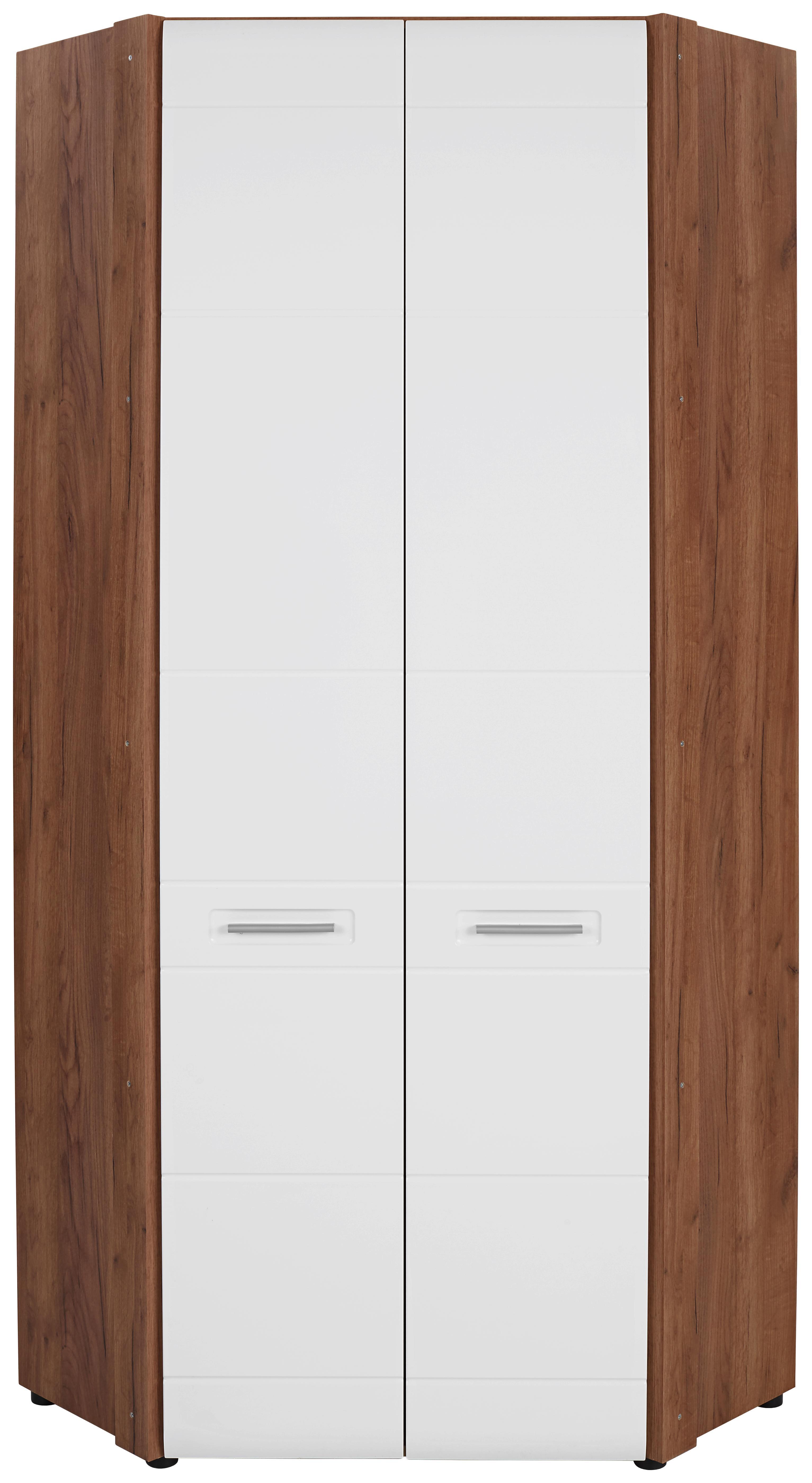 Eckkleiderschrank Avensis New B:87cm Weiß/ Krafteiche Dekor - Eichefarben/Weiß, KONVENTIONELL, Holzwerkstoff (86,5/205,7/86,5cm) - Luca Bessoni