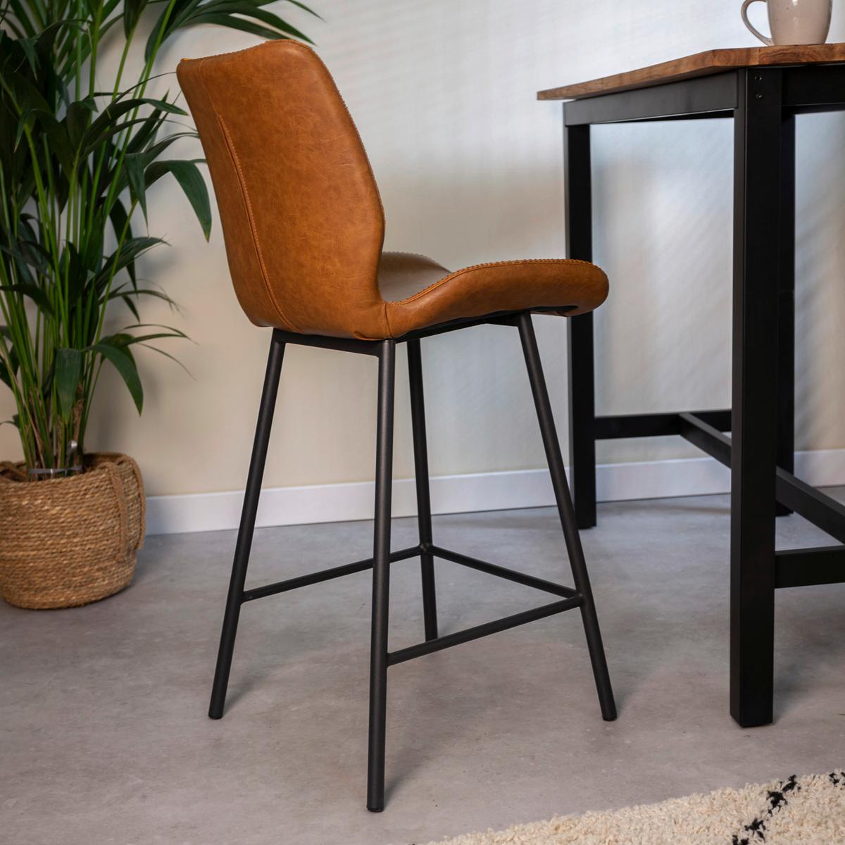 Barhocker-Set Barron - Cognac/Schwarz, KONVENTIONELL, Kunststoff/Textil (47/99/55cm) - MID.YOU