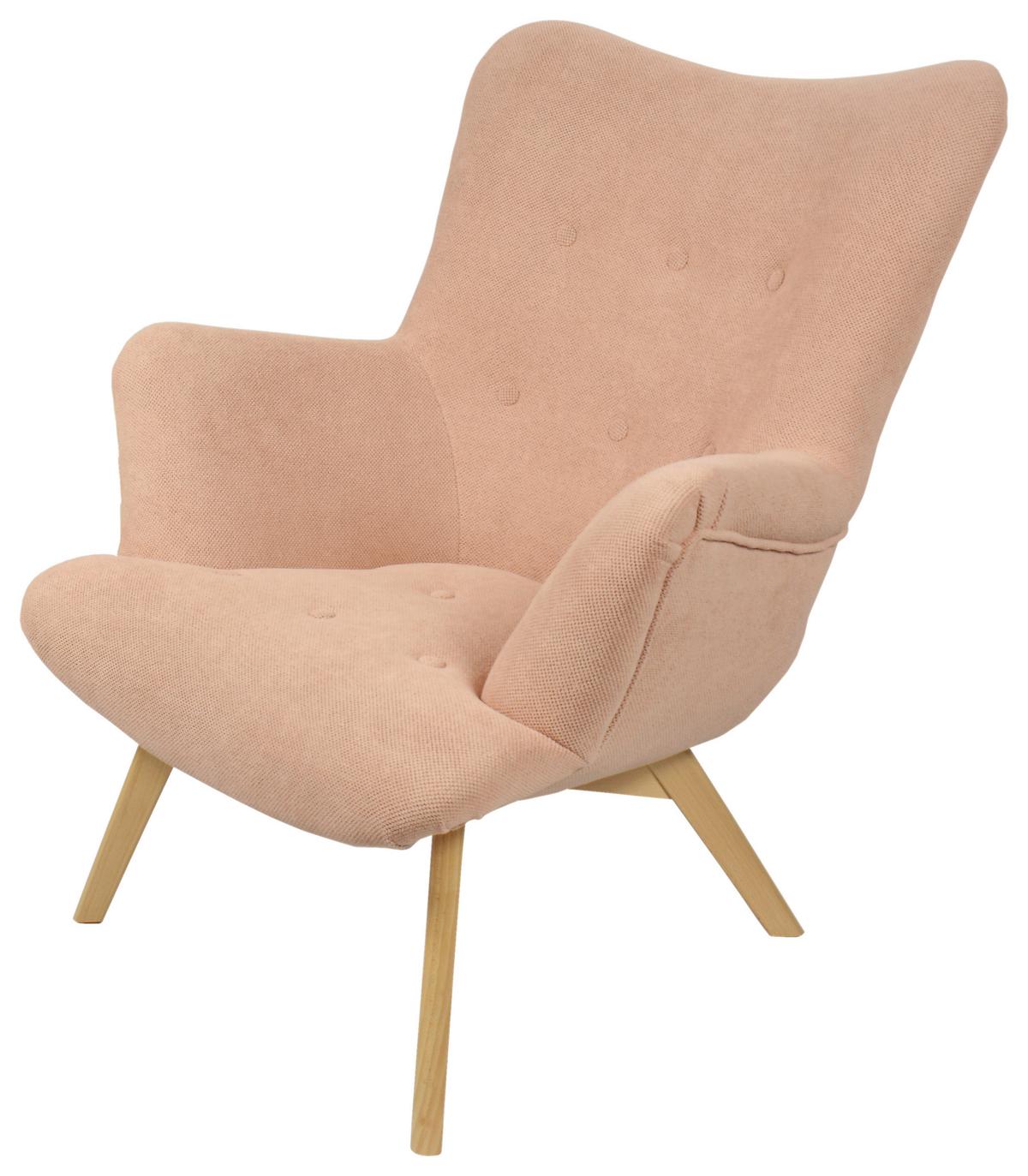 Křeslo Safin, růžové SAFIN - pink/přírodní barvy, Moderní, dřevo/textil (88/92/96cm)
