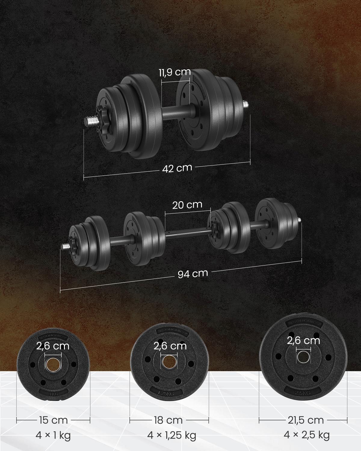 Fitness-set Dumbbell Schwarz B: 42 Cm - Schwarz, Basics, Metall (42/21.5/21.5cm)