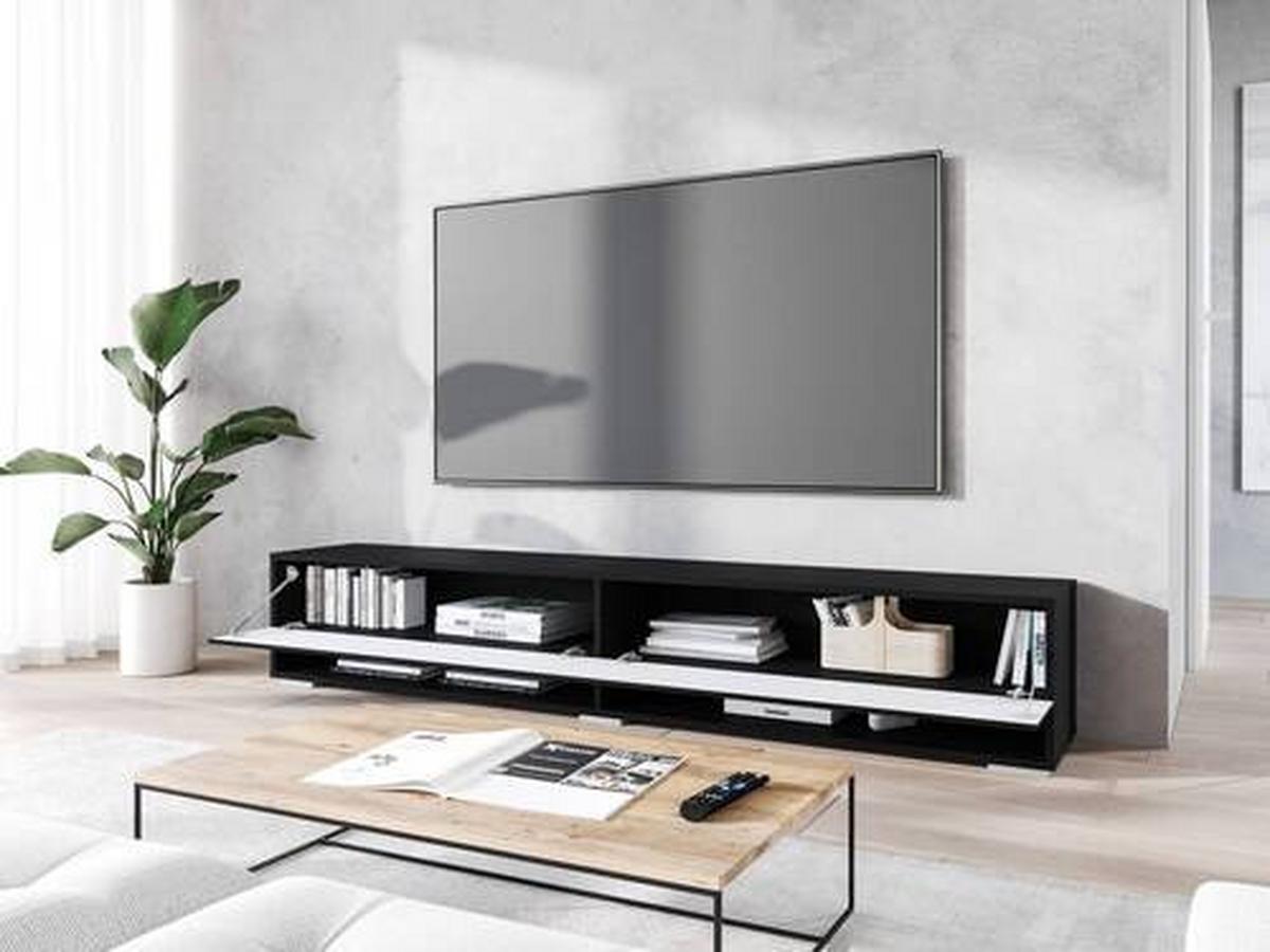 Nízká komoda s LED osvětlením - šedá/černá, Basics, kompozitní dřevo/plast (180/30/31cm) - P & B