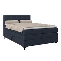 Boxspringbett MITTO Dunkelblau 140x200 cm - Schwarz/Dunkelblau, KONVENTIONELL, Textil/Metall (140/200cm)