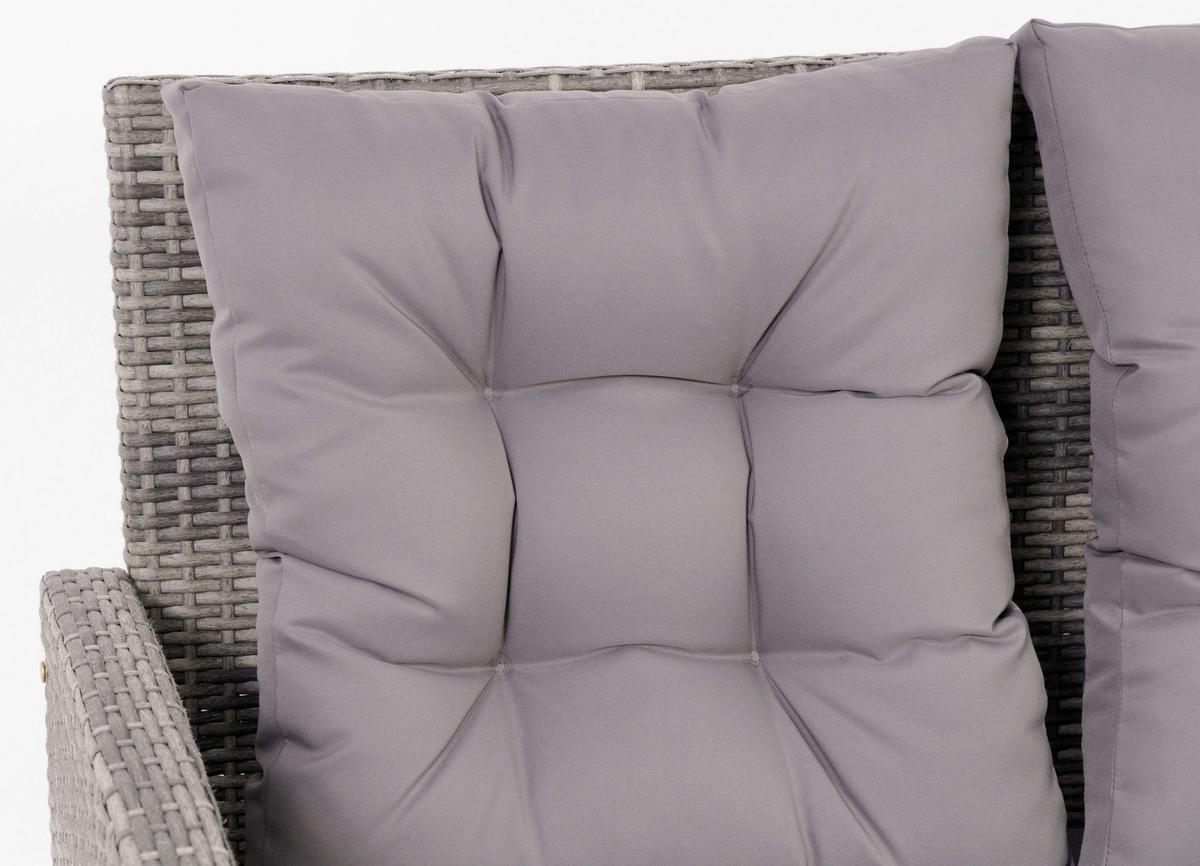 Loungegarnitur 5-tlg. Hadwin, Kunststoffgeflecht Mit Kissen - Dunkelgrau/Grau, MODERN, Holzwerkstoff/Kunststoff (120/70/66cm) - Luca Bessoni